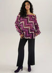 Aniston Bluse „Carmen“ mit Grafikprint – Leichtes Chiffon-Top mit Zickzackmuster