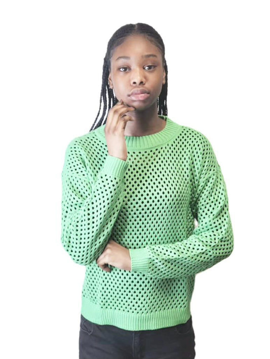 Grüner Strickpullover mit Struktur – Moderner geometrischer Pullover 
