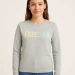 Pastellfarbenes FREEDOM Sweatshirt – Hellgrau