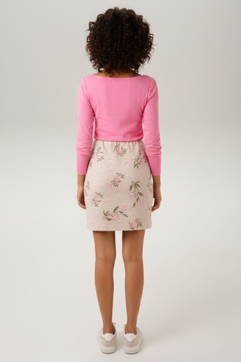 Floraler Jacquard-Minirock – Einzigartiger Print mit elastischem Bund