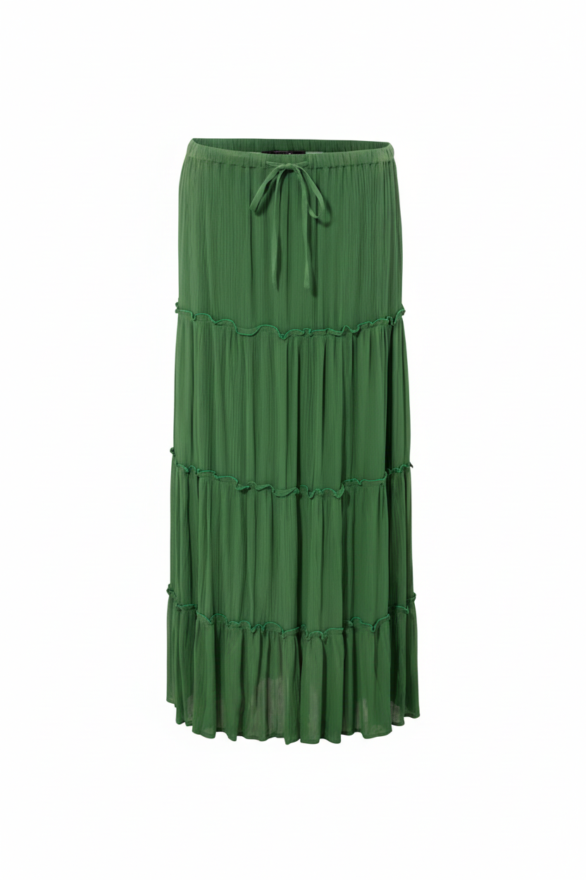 Weiße, gestufte Maxi-Rock – Boho-inspirierter, leichter Rock