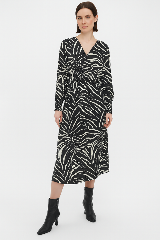 Zebra-Print Midi Dress  | Stylish & Elegant